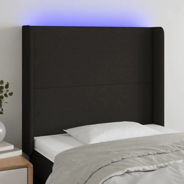 Gossi tablie de pat cu led, negru, 93x16x118/128 cm, textil