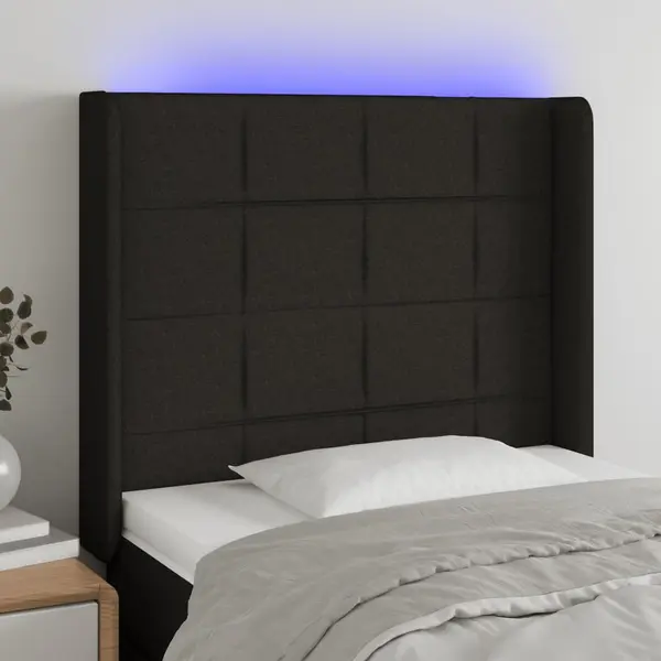 Gossi tablie de pat cu led, negru, 93x16x118/128 cm, textil