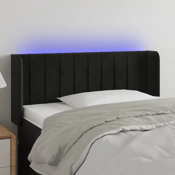 Gossi tablie de pat cu led, negru, 93x16x78/88 cm, catifea