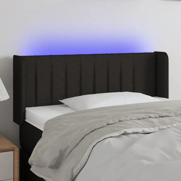 Gossi tablie de pat cu led, negru, 93x16x78/88 cm, textil