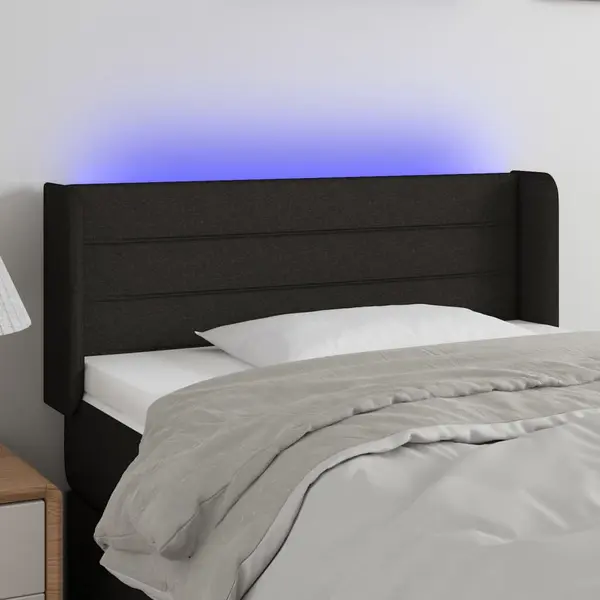 Gossi tablie de pat cu led, negru, 93x16x78/88 cm, textil