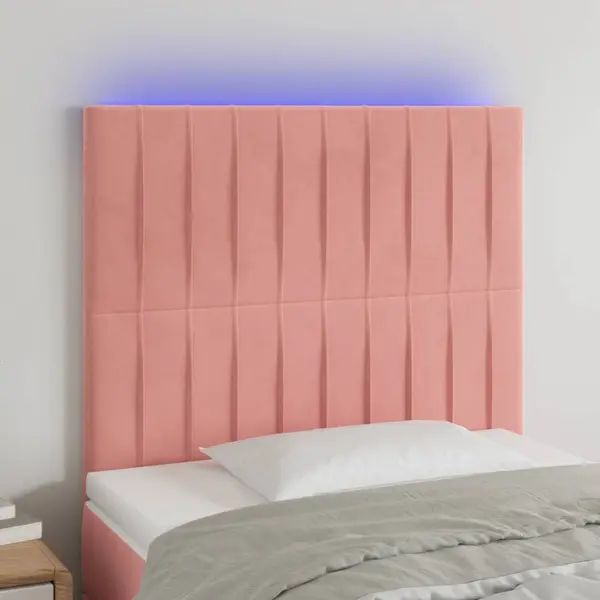 Gossi tablie de pat cu led, roz, 100x5x118/128 cm, catifea