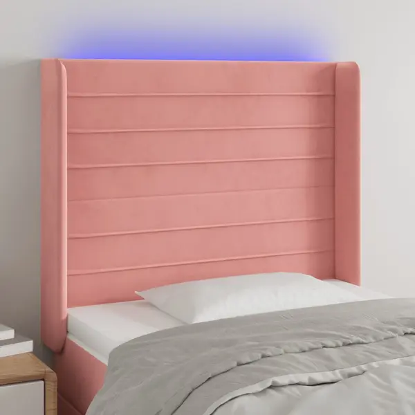 Gossi tablie de pat cu led, roz, 103x16x118/128 cm, catifea