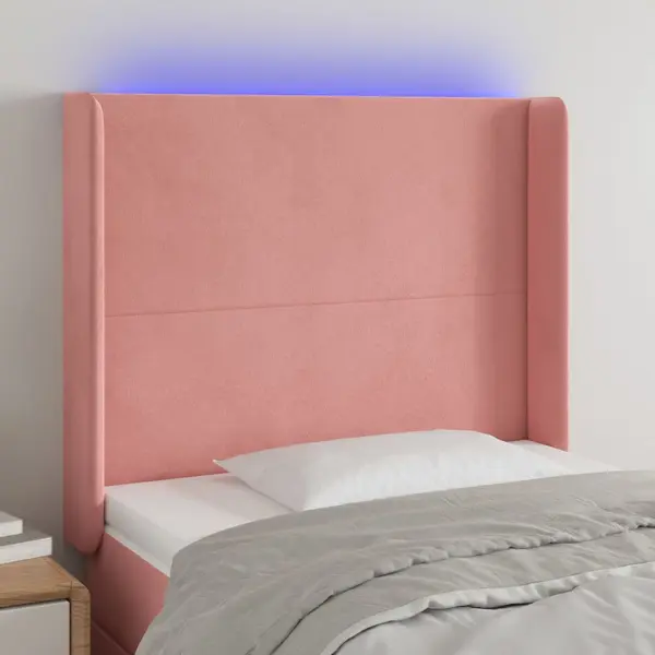 Gossi tablie de pat cu led, roz, 103x16x118/128 cm, catifea
