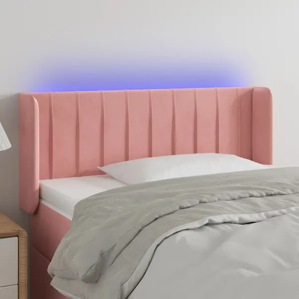 Gossi tablie de pat cu led, roz, 103x16x78/88 cm, catifea