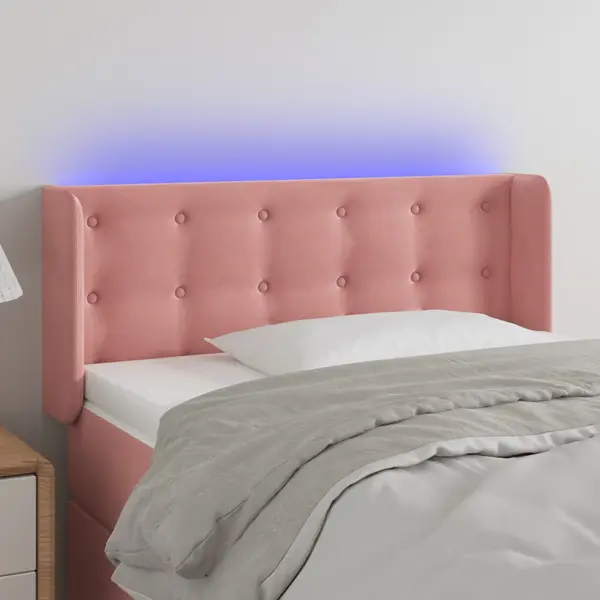 Gossi tablie de pat cu led, roz, 103x16x78/88 cm, catifea