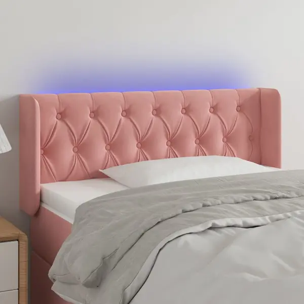 Gossi tablie de pat cu led, roz, 103x16x78/88 cm, catifea