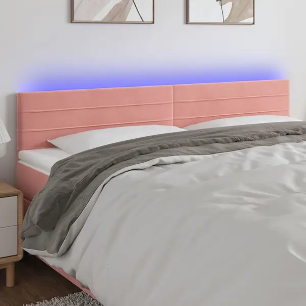 Gossi tablie de pat cu led, roz, 200x5x78/88 cm, catifea