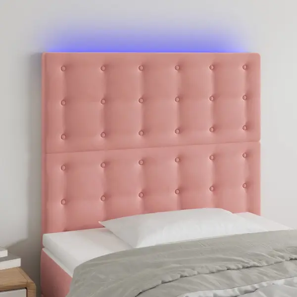 Gossi tablie de pat cu led, roz, 80x5x118/128 cm, catifea