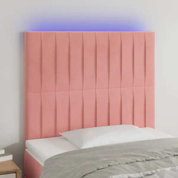 Gossi tablie de pat cu led, roz, 80x5x118/128 cm, catifea