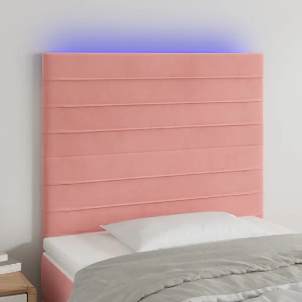 Gossi tablie de pat cu led, roz, 80x5x118/128 cm, catifea