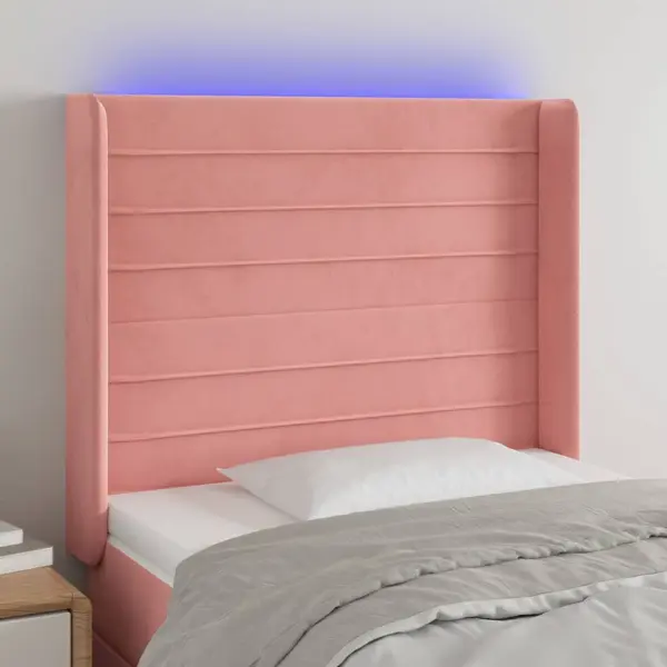 Gossi tablie de pat cu led, roz, 83x16x118/128 cm, catifea