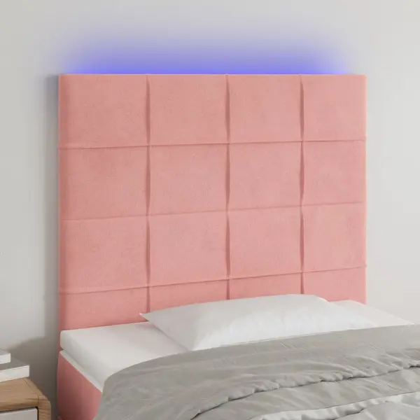 Gossi tablie de pat cu led, roz, 90x5x118/128 cm, catifea