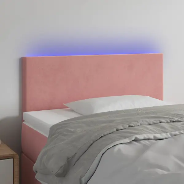 Gossi tablie de pat cu led, roz, 90x5x78/88 cm, catifea