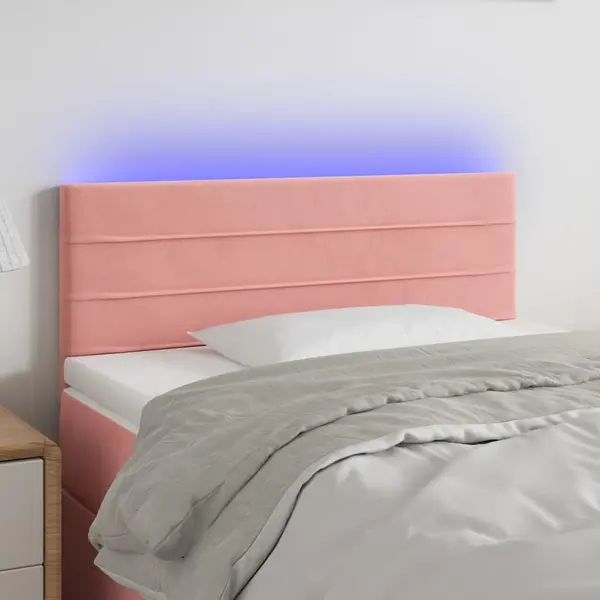 Gossi tablie de pat cu led, roz, 90x5x78/88 cm, catifea