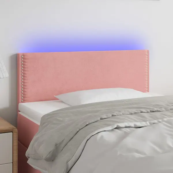 Gossi tablie de pat cu led, roz, 90x5x78/88 cm, catifea