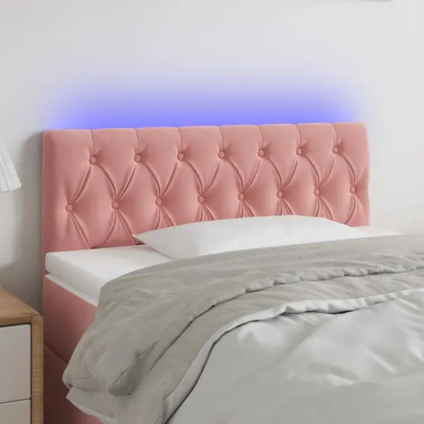 Gossi tablie de pat cu led, roz, 90x7x78/88 cm, catifea
