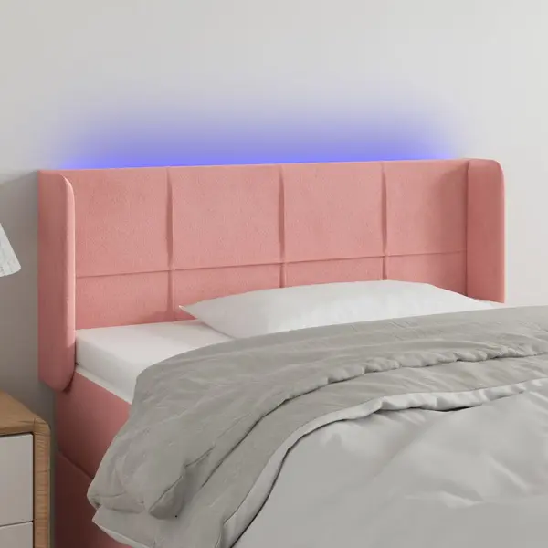 Gossi tablie de pat cu led, roz, 93x16x78/88 cm, catifea
