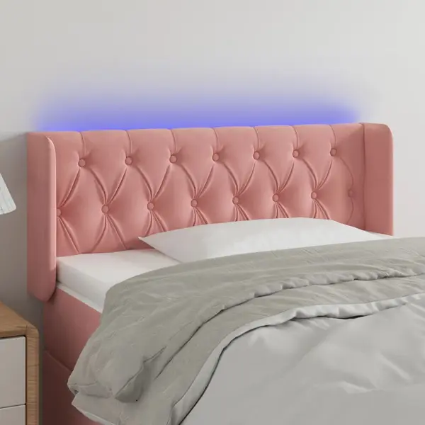 Gossi tablie de pat cu led, roz, 93x16x78/88 cm, catifea