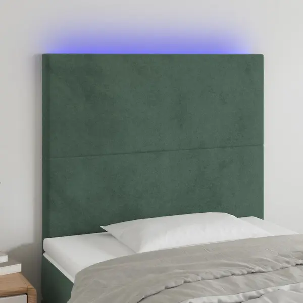 Gossi tablie de pat cu led, verde inchis, 100x5x118/128 cm, catifea