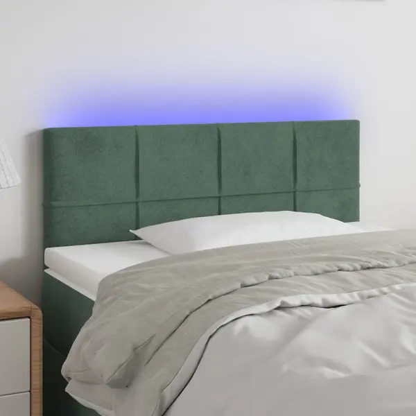 Gossi tablie de pat cu led, verde inchis, 100x5x78/88 cm, catifea