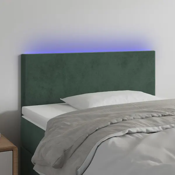 Gossi tablie de pat cu led, verde inchis, 80x5x78/88 cm, catifea