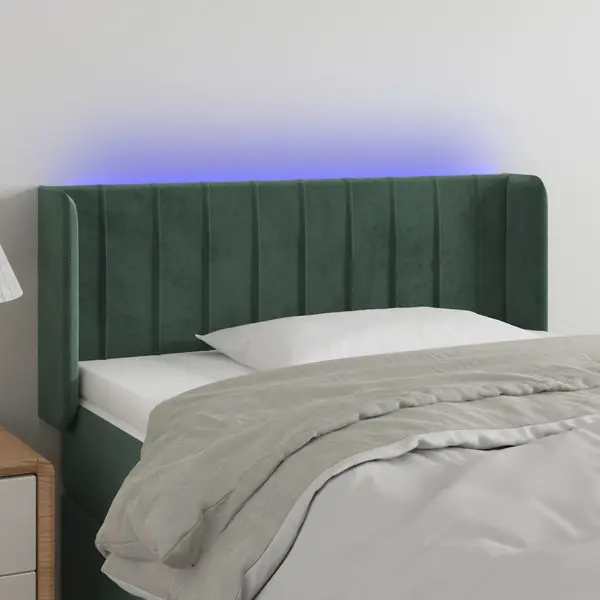 Gossi tablie de pat cu led, verde inchis, 83x16x78/88 cm, catifea
