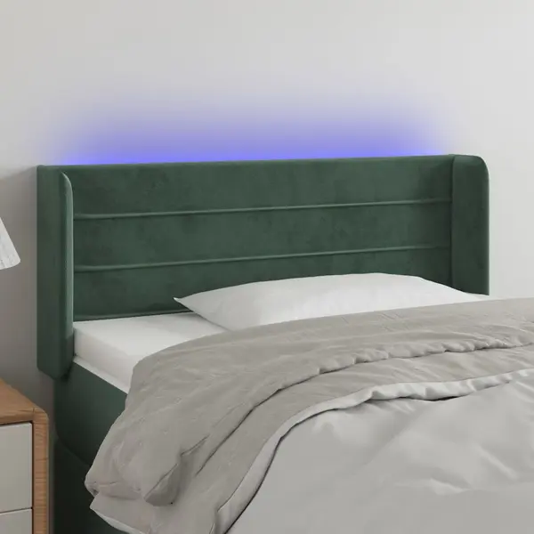 Gossi tablie de pat cu led, verde inchis, 83x16x78/88 cm, catifea