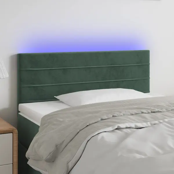 Gossi tablie de pat cu led, verde inchis, 90x5x78/88 cm, catifea