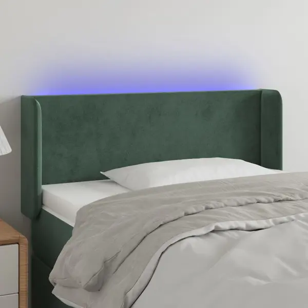Gossi tablie de pat cu led, verde inchis, 93x16x78/88 cm, catifea