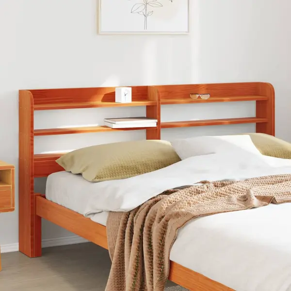 Gossi tablie de pat cu rafturi, maro ceruit, 160 cm, lemn masiv pin