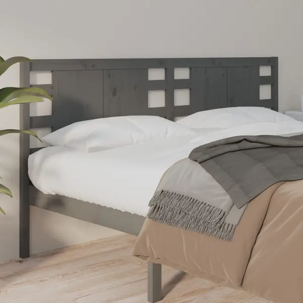 Gossi tablie de pat, gri, 126x4x100 cm, lemn masiv de pin