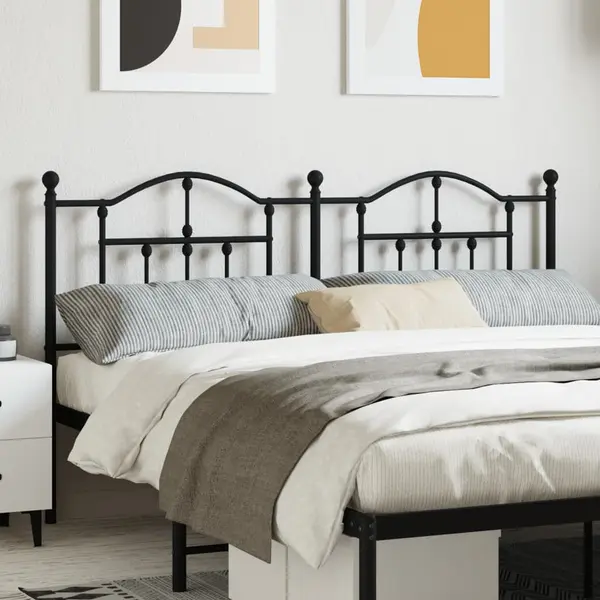 Gossi tablie de pat metalica, negru, 160 cm