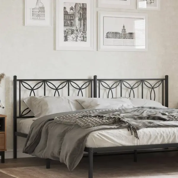 Gossi tablie de pat metalica, negru, 193 cm