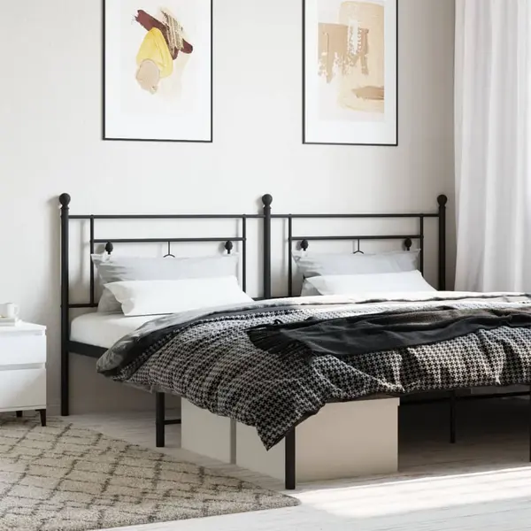 Gossi tablie de pat metalica, negru, 193 cm