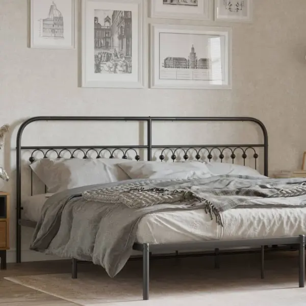 Gossi tablie de pat metalica, negru, 193 cm
