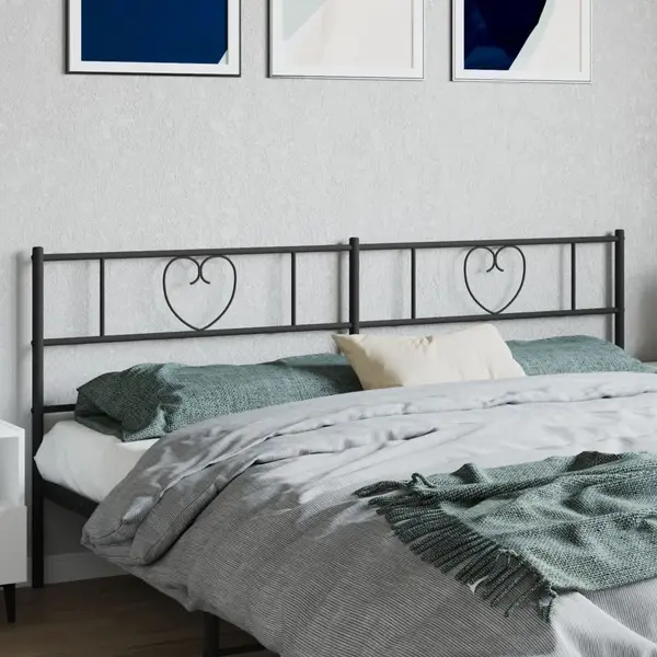 Gossi tablie de pat metalica, negru, 193 cm