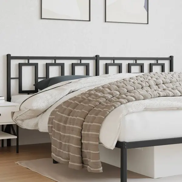 Gossi tablie de pat metalica, negru, 193 cm