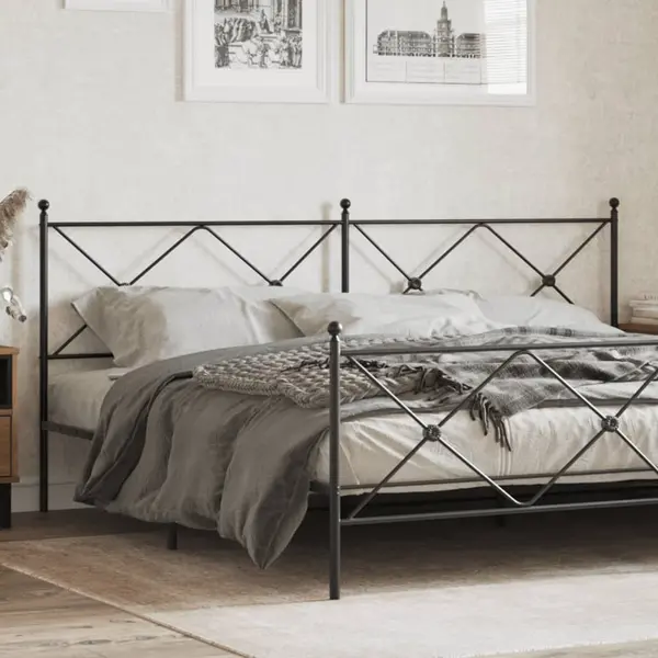 Gossi tablie de pat metalica, negru, 193 cm