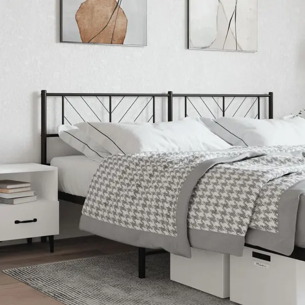 Gossi tablie de pat metalica, negru, 193 cm