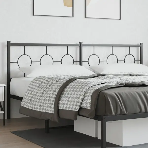 Gossi tablie de pat metalica, negru, 200 cm