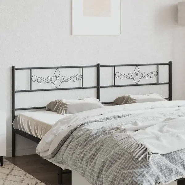 Gossi tablie de pat metalica, negru, 200 cm
