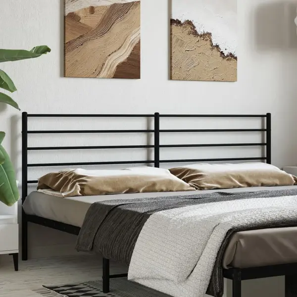 Gossi tablie de pat metalica, negru, 200 cm