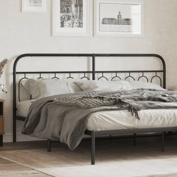 Gossi tablie de pat metalica, negru, 200 cm