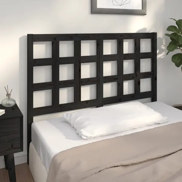 Gossi tablie de pat, negru, 125,5x4x100 cm, lemn masiv de pin