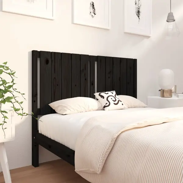 Gossi tablie de pat, negru, 125,5x4x100 cm, lemn masiv de pin