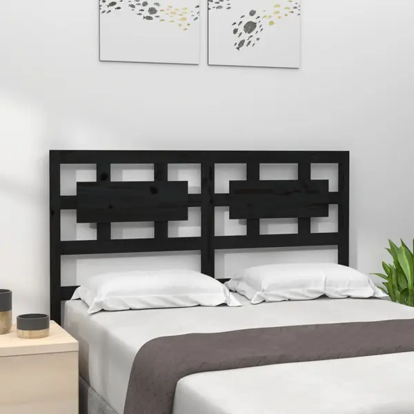 Gossi tablie de pat, negru, 125,5x4x100 cm, lemn masiv de pin