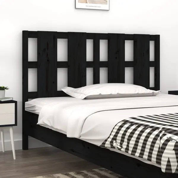 Gossi tablie de pat, negru, 125,5x4x100 cm, lemn masiv de pin