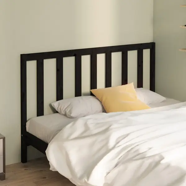 Gossi tablie de pat, negru, 126x4x100 cm, lemn masiv de pin
