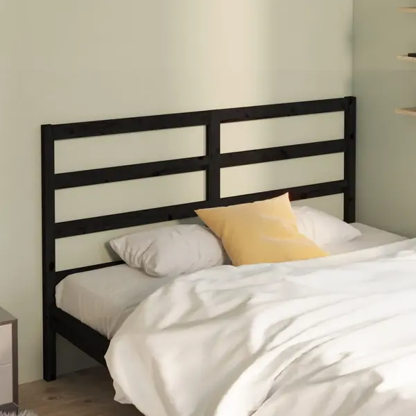 Gossi tablie de pat, negru, 126x4x100 cm, lemn masiv de pin